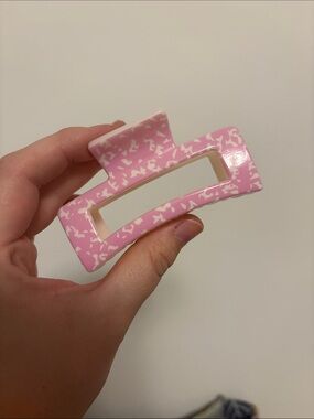 Pink Speckled Rectangle Hair Claw